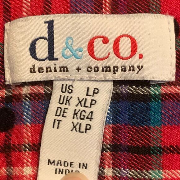 Denim&Co Long  Sleeve Button Down Multi-Color Dot Design Top Size Large - Picture 3 of 6